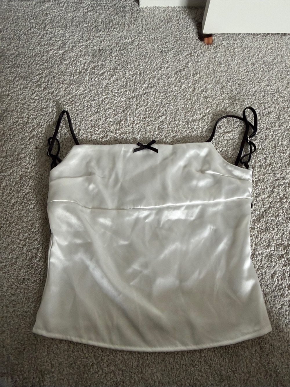 Silky White Satin tank with open back